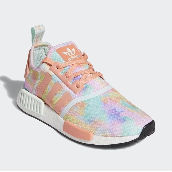 neon tie dye adidas shoes